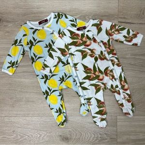 Milkbarn Lemon and Peach Print Footies